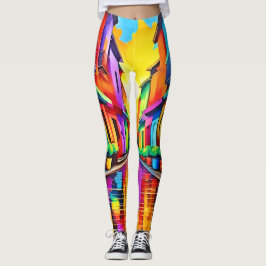 Kleurrijk straatbeeld Kunst Leggings