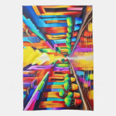 Kleurrijk straatbeeld Kunst Theedoek (Verticaal)