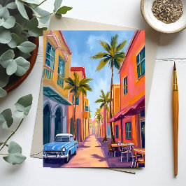 Kleurrijk straatbeeld van Miami Beach Briefkaart