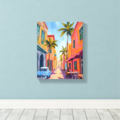 Kleurrijk straatbeeld van Miami Beach Canvas Afdruk (Insitu (Houten vloer))