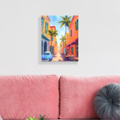 Kleurrijk straatbeeld van Miami Beach Canvas Afdruk (Insitu (Woonkamer))