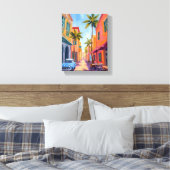 Kleurrijk straatbeeld van Miami Beach Canvas Afdruk (Insitu (Slaapkamer))