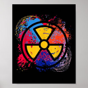 Kleurrijk stralingssymbool nucleaire geneeskunde R Poster