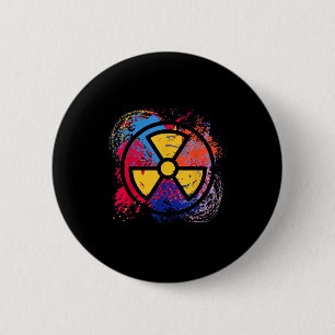 Kleurrijk stralingssymbool nucleaire geneeskunde R Ronde Button 5,7 Cm