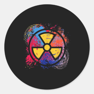 Kleurrijk stralingssymbool nucleaire geneeskunde R Ronde Sticker