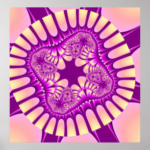 Kleurrijk strand en Paars fractal Poster