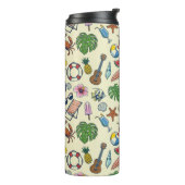 Kleurrijk strand Hawaiian tropisch thematisch patr Thermosbeker (Gedraaid links)