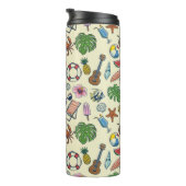 Kleurrijk strand Hawaiian tropisch thematisch patr Thermosbeker (Geroteerd rechts)