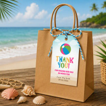 Kleurrijk strand thema (Strandbal) cadeautag