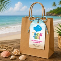 Kleurrijk strand thema (vis speelgoed) cadeautag
