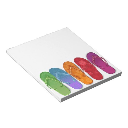 Kleurrijk strand van Sandals Teenslippers Notitieblok (Schuin)