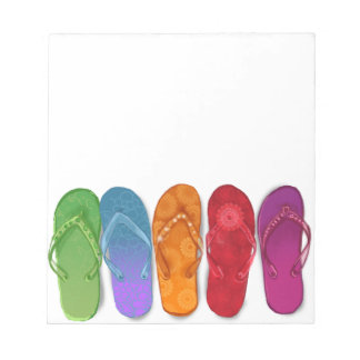 Kleurrijk strand van Sandals Teenslippers Notitieblok