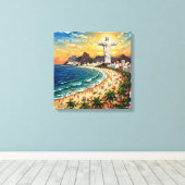 Kleurrijk strandfront van Rio de Janeiro op canvas Afdruk (Insitu (Houten vloer))
