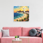Kleurrijk strandfront van Rio de Janeiro op canvas Afdruk (Insitu (Woonkamer))