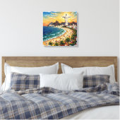 Kleurrijk strandfront van Rio de Janeiro op canvas Afdruk (Insitu (Slaapkamer))