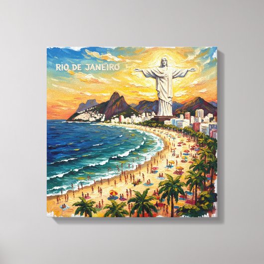 Kleurrijk strandfront van Rio de Janeiro op canvas Afdruk (Voorkant)