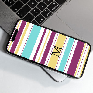 Kleurrijk Streeppatroon met Monogram Hoesje Samsung Galaxy Hoesje