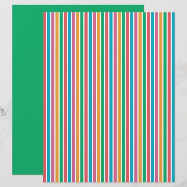 Kleurrijk Streeppatroon Scrapbook Papier (Voorkant / Achterkant)