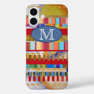kleurrijk strepen patroon gepersonaliseerd iPhone 16 plus hoesje