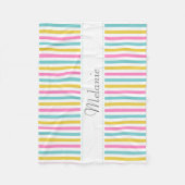 Kleurrijk Strepenpatroon Aangepaste Naam Fleece Deken (Voorkant)