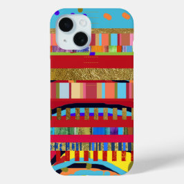 kleurrijk strepenpatroon iPhone 15 case