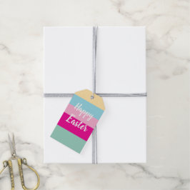 Kleurrijk Strepenpatroon Gelukkig Pasen Plat Kaart Cadeaulabel