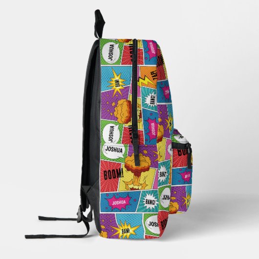Kleurrijk stripboek Gepersonaliseerde naam Pop Art Bedrukte Rugzak (Links)