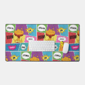 Kleurrijk stripboek Gepersonaliseerde naam Pop Art Bureaumat (Keyboard & Muis)