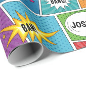 Kleurrijk stripboek Gepersonaliseerde naam Pop Art Cadeaupapier (Rol Hoek)