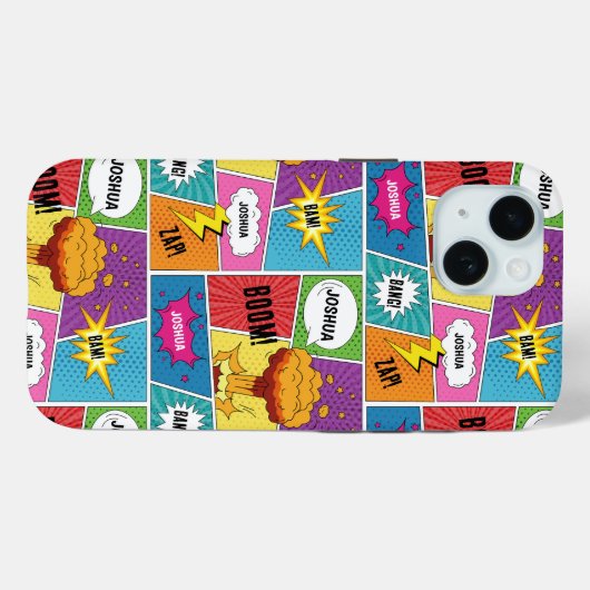 Kleurrijk stripboek Gepersonaliseerde naam Pop Art Case-Mate iPhone Case (Achterkant (horizontaal))
