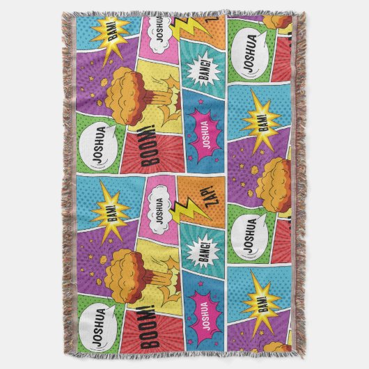 Kleurrijk stripboek Gepersonaliseerde naam Pop Art Deken (Voorkant Verticaal)