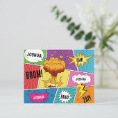 Kleurrijk stripboek Gepersonaliseerde naam Pop Art Feestdagenkaart (Staand voorkant)