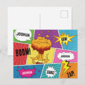 Kleurrijk stripboek Gepersonaliseerde naam Pop Art Feestdagenkaart (Voorkant / Achterkant)