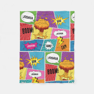 Kleurrijk stripboek Gepersonaliseerde naam Pop Art Fleece Deken