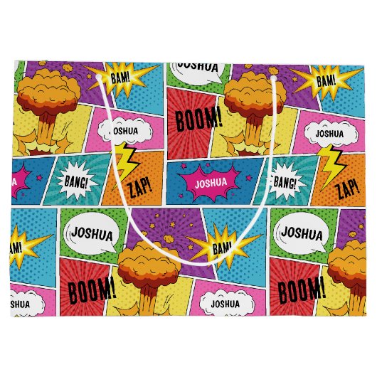 Kleurrijk stripboek Gepersonaliseerde naam Pop Art Groot Cadeauzakje (Achterkant)