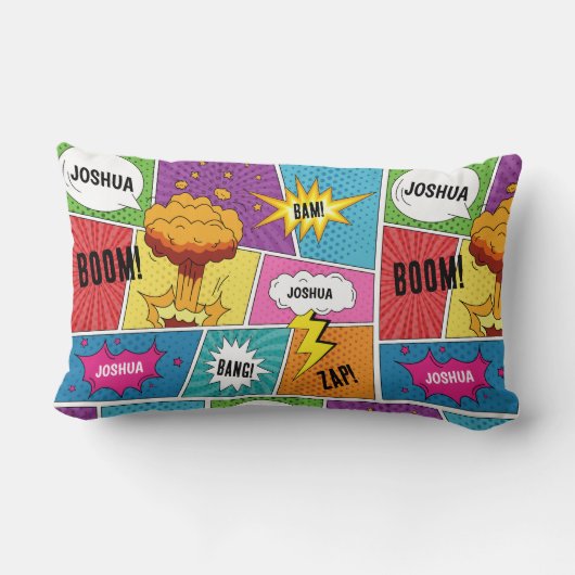 Kleurrijk stripboek Gepersonaliseerde naam Pop Art Kussen (Achterkant)