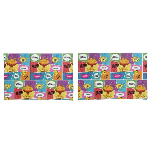 Kleurrijk stripboek Gepersonaliseerde naam Pop Art Kussensloop (Voorkant-Set)