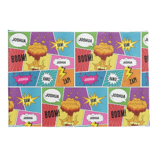 Kleurrijk stripboek Gepersonaliseerde naam Pop Art Kussensloop (Achterkant-Rechts)