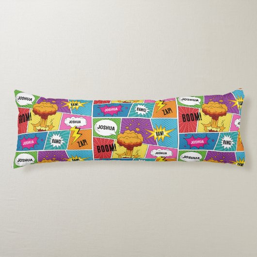Kleurrijk stripboek Gepersonaliseerde naam Pop Art Lichaamskussen (Voorkant)