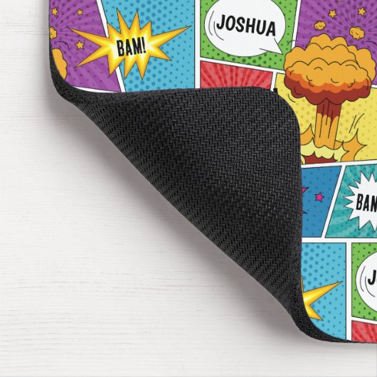 Kleurrijk stripboek Gepersonaliseerde naam Pop Art Muismat (Hoek)