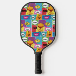 Kleurrijk stripboek Gepersonaliseerde naam Pop Art Pickleball Paddle