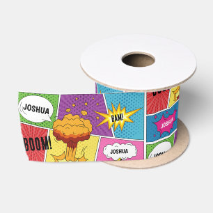 Kleurrijk stripboek Gepersonaliseerde naam Pop Art Satijnen Lint