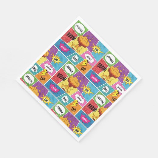 Kleurrijk stripboek Gepersonaliseerde naam Pop Art Servet (Hoek)
