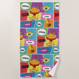 Kleurrijk stripboek Gepersonaliseerde naam Pop Art Strandlaken