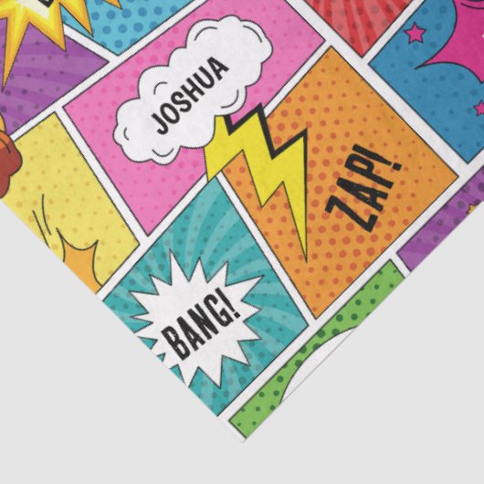 Kleurrijk stripboek Gepersonaliseerde naam Pop Art Tissuepapier (Detail)