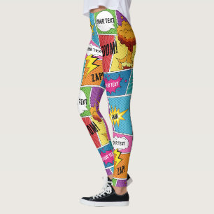 Kleurrijk stripboek gepersonaliseerde tekst Pop ku Leggings