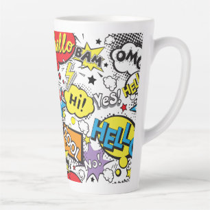 Kleurrijk stripboek Pop Art spraakballonpatroon Latte Mok