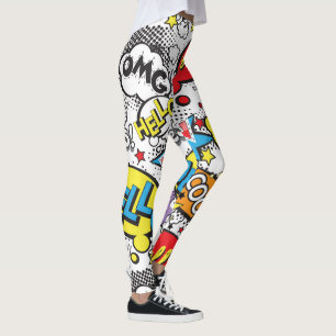 Kleurrijk stripboek Pop Art-spraakballonpatroon Leggings