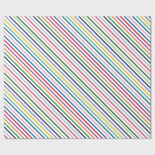 Kleurrijk Stripe Art Pattern over Cristiana White Cadeaupapier (Vlak)