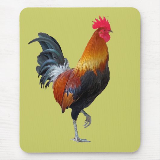 Kleurrijk, Strutting Rooster Mousepad Muismat (Voorkant)